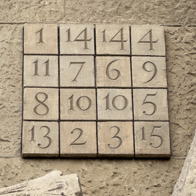  Subirachs' magic square of 33 on the faade of Sagrada Familia.